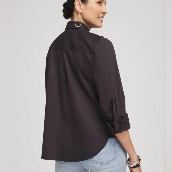 Chico's No Iron™ Stretch-Sateen Shirt - Picture 3 of 9